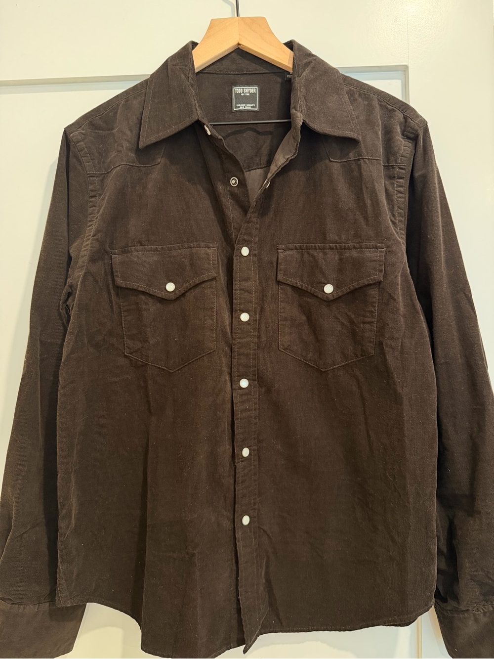 Men's Dark Brown Corduroy Western Shirt - Todd Snyder - Picture 3 of 5